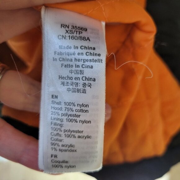 Alpha Industries MA-1 natus long bomber flight hooded jacket black XS - Picture 9 of 12